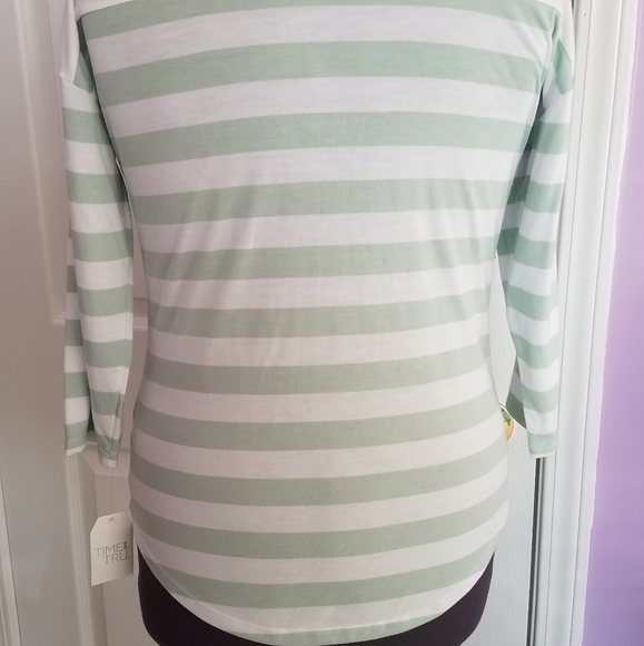 Mint & White Striped 3/4 Sleeve Top - Picture 3 of 4